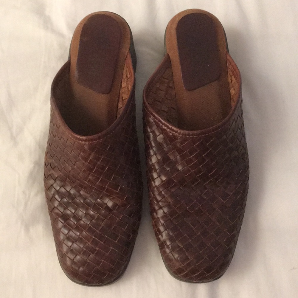 Vintage Genuine Leather Woven Mules